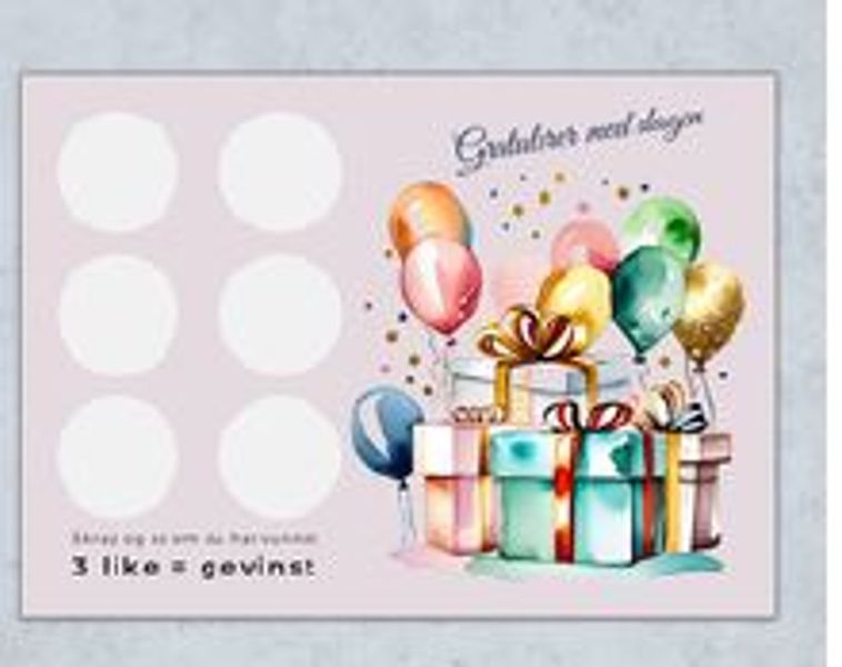 Gratulasjonskort med skrapefelt