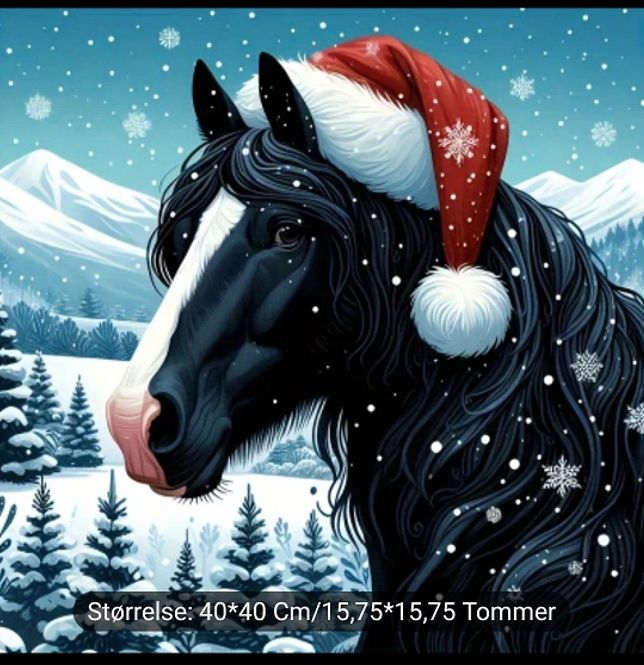 Hovedbilde Diamond painting - hest med nisselue